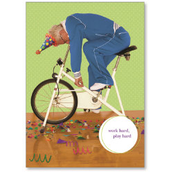 Viabella Fun Birthday Greeting Card With Envelope, Work Hard Play Hard, 5" x 7"