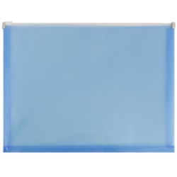 JAM Paper® Plastic Envelopes, Zipper Closure, Letter-Size, 9 3/4" x 13", Blue, Pack Of 12