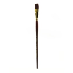 Winsor & Newton Galeria Long-Handled Brush, Size 18, Flat/Bright, Polyester Filament, Dark Burgundy