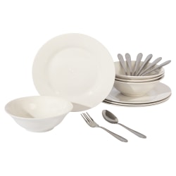 Gibson Everyday Yarbury 16-Piece Fine Ceramic Dinnerware Set, White