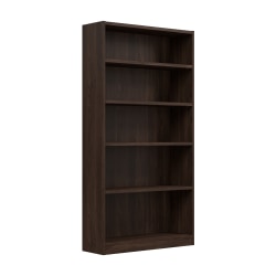 Bush Furniture Universal Tall 72"H 5 Shelf Bookcase, Black Walnut, Standard Delivery