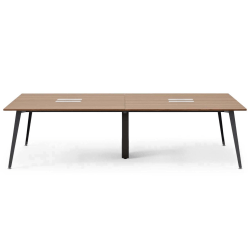 Branch Furniture Quad Computer Desk, 96" x 48", Walnut/Charcoal