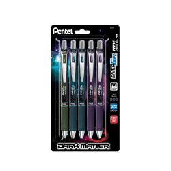 Pentel® EnerGel™ Dark Matter Pens, Medium Point, 0.7 mm, Assorted, Pack Of 5 Pens