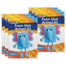 Creativity Street Foam Stick Animal Kits, 11" x 7-3/4" x 1-1/4", Elephant, Set Of 6 Kits