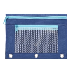 Office Depot® Brand Pencil Pouch With Mesh Window, 7" x 9-3/4", Navy/Light Blue