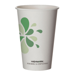 Highmark® ECO Compostable Hot Coffee Cups, 16 Oz, White, Pack Of 500