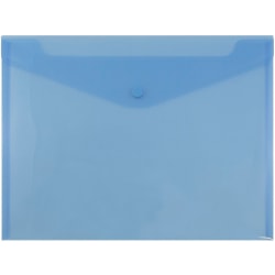 JAM Paper® Plastic Booklet Envelopes, Legal Size, 9 3/4" x 14 1/2", Snap Closure, Blue, Pack Of 12