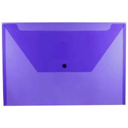 JAM Paper® Plastic Booklet Envelopes, Legal Size, 9 3/4" x 14 1/2", Snap Closure, Purple, Pack Of 12