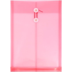 JAM Paper® Open-End Plastic Envelopes, Legal-Size, 9 3/4" x 14 1/2", Button & String Closure, Pink, Pack Of 12