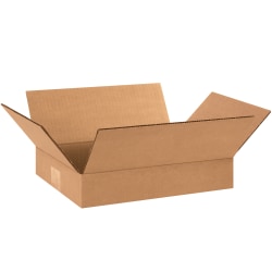 Partners Brand Flat Corrugated Boxes, 12" x 9" x 2", Kraft, Pack Of 25 Boxes