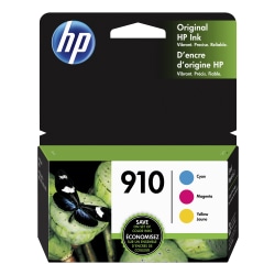 HP 910 Cyan, Magenta, Yellow Ink Cartridges, Pack Of 3, 3YN97AN