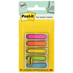 Post-it® Notes Arrow Flags, 1-3/4" x 1/2", Assorted Bright Colors, Pack Of 100 Flags