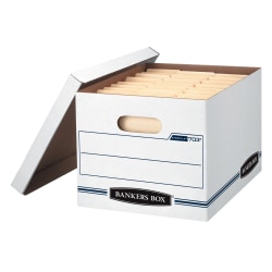 Bankers Box® Stor/File™ Standard-Duty Storage Boxes, Letter/Legal Size, 10“ x 12" x 15", White/Blue, Pack Of 10 - 0070314