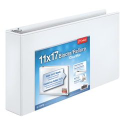 Cardinal® Slant-D® Ring Tabloid ClearVue™ 3-Ring Binder, 3" D-Rings, 64% Recycled, White