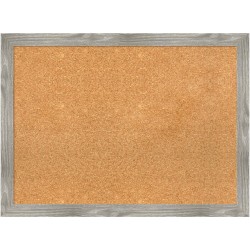 Amanti Art Square Non-Magnetic Cork Bulletin Board, Natural, 31" x 23", Dove Graywash Plastic Frame