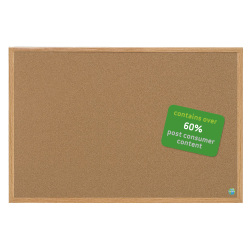 MasterVision® Earth Cork Board, 36" x 48", 60% Recycled, Wood Frame