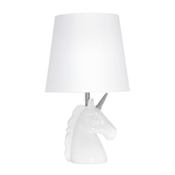 Simple Designs Sparkling Unicorn Table Lamp, 16"H, White/Silver