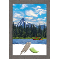 Amanti Art Picture Frame, 23" x 33", Matted For 20" x 30", Rustic Plank Gray Narrow