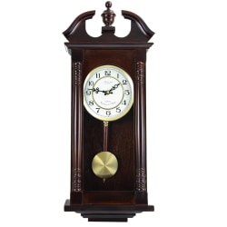 Bedford Clocks Wall Clock, 27-1/2"H x 11-3/4"W x 4-3/4"D, Cherry Oak