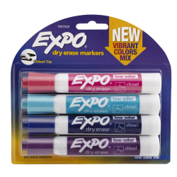 EXPO® Low-Odor Dry-Erase Markers, Chisel Point, Pastel Colors, Pack Of 4