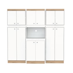 Inval Galley 3-Piece Kitchen Storage Cabinet System, 66-13/16"H x 70-7/8"W x 14-1/2"D, White/Vienes Oak