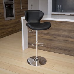 Flash Furniture Contemporary Mid-Back Adjustable Bar Stool, Chrome/Black