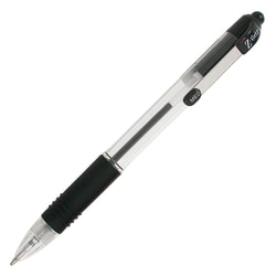 Zebra® Pen Z-Grip® Retractable Ballpoint Pens, Pack Of 12, Medium Point, 1.0 mm, Clear Barrel, Black Ink