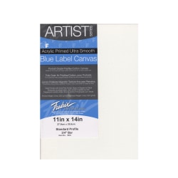 Fredrix Blue Label Ultra-Smooth Pre-Stretched Artist Canvases, 11" x 14" x 11/16", Pack Of 2