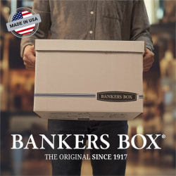 Bankers Box® Stor/File™ Medium-Duty Storage Boxes, Legal Size, 24" x 15" x 10", White/Blue, Case Of 4 - 70205
