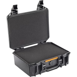 Pelican Polyethene Vault V200 Med. Pistol Case With Foam, 15-7/16"H x 13-1/8"W x 6-3/16"D, Black