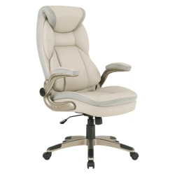Office Star™ Ergonomic Leather High-Back Executive Office Chair, Taupe/Cocoa