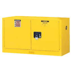 Justrite Yellow Piggyback Safety Cabinets, Manual Closing Cabinet, 17 Gallon