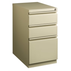 WorkPro 23"D Vertical 3-Drawer Letter-Size Mobile Pedestal File Cabinet, Metal, Putty