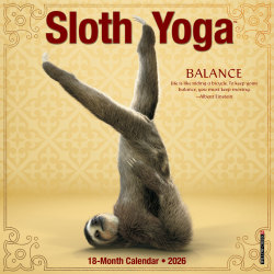 2026 Willow Creek Press Monthly Mini Wall Calendar, 7" x 7", Sloth Yoga, January To December, 53768