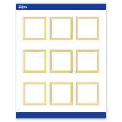 Avery® Print-To-The-Edge Cards With Sure Feed® Technology, S00-DHP-PRMWC10, Square, 2-1/2" x 2-1/2", Matte White, Preprinted Multi-Lined Gold Border Design, Pack Of 90