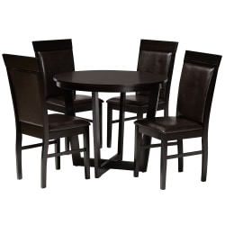 Baxton Studio Irma Dining Set, 29-15/16"H x 35-7/16"W x 35-7/16"D, Dark Brown/Espresso Brown