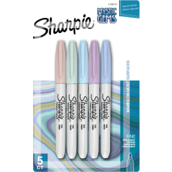 Sharpie® Mystic Gems Permanent Markers, Fine Point, Gray Barrels, Assorted Ink Colors, Pack Of 5 Markers