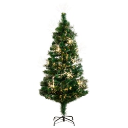 Nearly Natural Pine 60"H Artificial Fiber Optic Christmas Tree With LED Lights, 60"H x 24"W x 24"D, Green