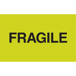 Tape Logic® Preprinted Shipping Labels, DL2421, "Fragile", 3" x 5", Fluorescent Green, 500 Per Roll