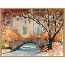 Amanti Art Autumn in New York Study I by Samuel Dixon Framed Canvas Wall Art Print, 18"H x 24"W, Maple