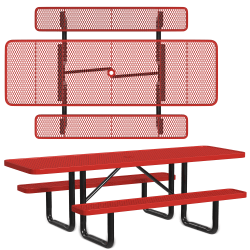 Leisure Craft Rectangle ADA Outdoor Picnic Table, 29-11/16"H x 96"W x 62"D, Black/Red