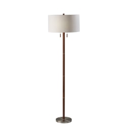 Adesso® Madeline Floor Lamp, 66-1/4"H, White Shade/Brushed Silver Base