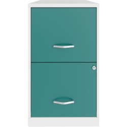 Realspace® SOHO Smart 18"D Vertical 2-Drawer File Cabinet, Metal, White/Teal