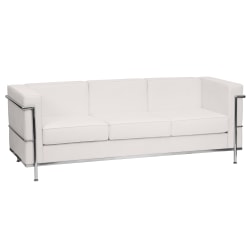 Flash Furniture HERCULES Regal Series Contemporary Leathersoft Sofa with Double Bar Encasing Frame, Melrose White