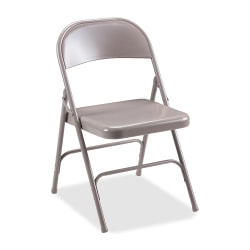 Lorell® U-Brace Steel Folding Chairs, Beige, Pack Of 4