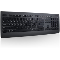 Lenovo Keyboard - Wireless Connectivity - RF - USB Interface - Spanish (Latin America) - Notebook, Tablet, Desktop Computer - Mechanical Keyswitch - Black