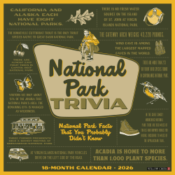 2026 Willow Creek Press Scenic Monthly Wall Calendar, 12" x 12", National Park Trivia, January To December, 52112