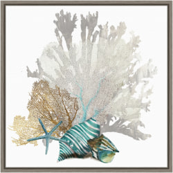Amanti Art Coral by Aimee Wilson Framed Canvas Wall Art Print, 16"H x 16"W, Greywash
