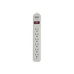 Tripp Lite Surge Protector Power Strip 120V 6 Outlet 8' Cord 990 Joule Flat Plug - Surge protector - 15 A - AC 120 V - 1.875 kW - output connectors: 6 - light gray - for P/N: CLAMPUSBLK, CLAMPUSW