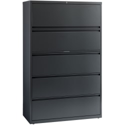 Lorell® 42"W Lateral 5-Drawer File Cabinet, Metal, Charcoal